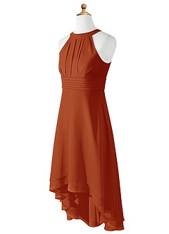 Azazie Linna Junior Paprika A-Line Pleated Chiffon Dress image7