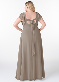 Azazie Syenna Bridesmaid Dresses Taupe A-Line Ruched Chiffon Dress image7