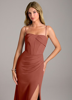 Azazie Chantel Bridesmaid Dresses Auburn Sheath Strapless Chiffon Convertible Dress image2