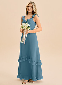 Azazie Tavie Junior Bermuda A-Line Ruched Chiffon Dress image4