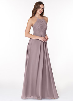 Azazie Ginger Bridesmaid Dresses Dusk A-Line Halter Pleated Chiffon Dress image1