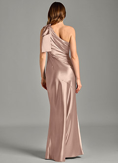 Azazie Yuanna 신부 들러리 드레스 인어 한쪽 어깨 메탈릭 새틴 바닥 길이 드레스 image6