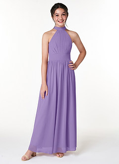 Azazie Iman Junior Tahiti A-Line Pleated Chiffon Dress image4