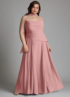 Azazie Gabriela Bridesmaid Dresses Dusty Rose A-Line Corset Chiffon Dress image18