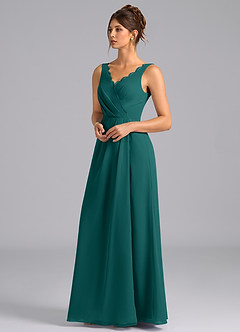 Azazie Bernice Final Sale Peacock A-Line Pleated Chiffon Dress image5