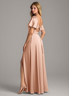 Azazie Chloe Brautjungfernkleider A-Linie Herzausschnitt Stretch-Satin Kleid Roségold image2