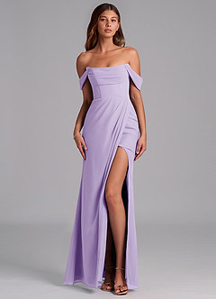 Azazie Johana Bridesmaid Dresses Lilac Mermaid Off the Shoulder Chiffon Convertible Dress image1