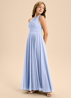 Azazie Charlize Junior Ice A-Line Pleated Chiffon Dress image4