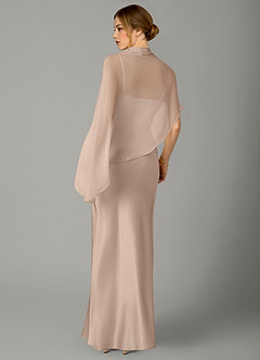 Azazie Jaleesa Bridesmaid Dresses English Rose Sheath High Neck Stretch Satin Dress image6