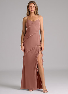Azazie Nancie Bridesmaid Dresses Cedar Rose Mermaid Ruched Chiffon Dress image1