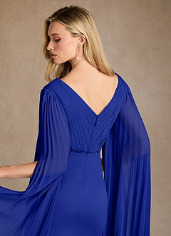 Azazie Ellsworth Mother of the Bride Dresses Royal Blue Column Pleated Stretch Crepe Dress image6