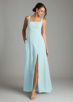 Azazie Debra Bridesmaid Dresses Sea Glass A-Line with Pockets Chiffon Convertible Dress image4
