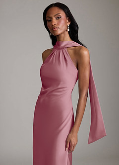 Azazie Cassiana Bridesmaid Dresses Vintage Mauve Mermaid Pleated Stretch Satin Dress image3