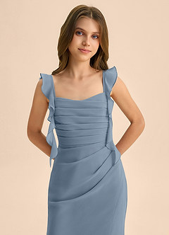 Azazie Jessamine Junior Dusty Blue Mermaid Sweetheart Neckline Chiffon Dress image7