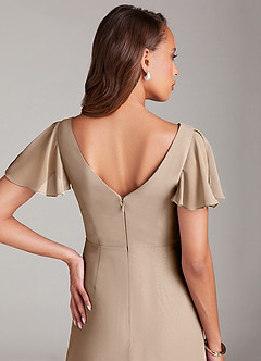 Azazie Soren Bridesmaid Dresses Taupe A-Line Ruched Chiffon Dress image7