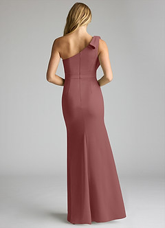 Azazie Rinna Bridesmaid Dresses Desert Rose Mermaid One Shoulder Stretch Crepe Dress image4