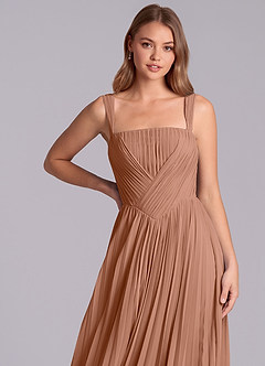 Azazie Mina Brautjungfernkleider A-Linie Plissee Chiffon Kleid Bronzer image2