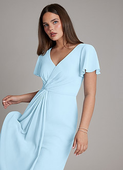 Azazie Kaya Bridesmaid Dresses Sky Blue A-Line Pleated Chiffon Dress image4