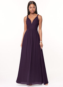 Azazie Maren Bridesmaid Dresses Plum A-Line Pleated Chiffon Dress image1