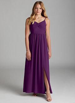 Azazie Zeya Junior Grape A-Line Chiffon Dress image1