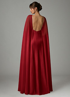 Azazie Stefania Bridesmaid Dresses Scarlet A-Line Stretch Satin Dress image4