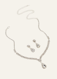 front Glänsande droppformad rhinestone smyckeset