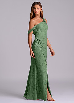 Azazie Madelyn Abiti da Damigella Abito Convertibile Sirena in Burnout Floreale Monospalla Eucalipto image5