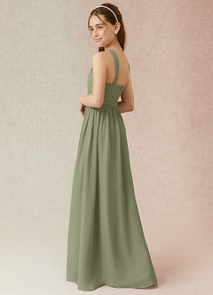 Azazie Jiya Junior Pistachio A-Line Pleated Chiffon Dress image3