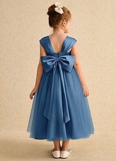 Azazie Chickadee Abiti da Ragazza di Fiori Abito Principessa in Raso Opaco Scollo a Cuore Crepuscolo image3