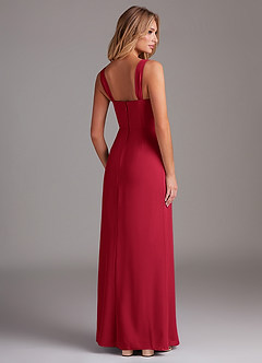 Azazie Denice Bridesmaid Dresses Scarlet Sheath Pleated Chiffon Dress image6