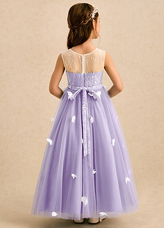 Azazie Mariposa Flower Girl Dresses Lilac Ball-Gown Lace Tulle Dress image2