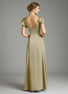 Azazie Omari Bridesmaid Dresses Moss Green A-Line Stretch Satin Dress image2