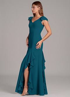 Azazie Nessa Jurken voor bruidsmeisjes Jurk van Chiffon met A-Lijn Inkt Blauw image5