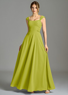 Azazie Oasis Bridesmaid Dresses Lemongrass A-Line with Pockets Chiffon Dress image7