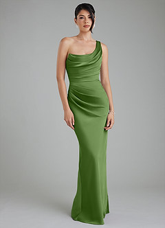 Azazie Sabrina Bridesmaid Dresses Basil Mermaid Corset Stretch Satin Dress image6