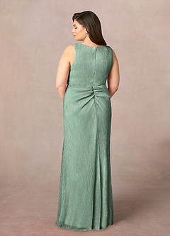 Azazie Tuscon Mother of the Bride Dresses Aquamarine A-Line Ruched Metallic Mesh Dress image3