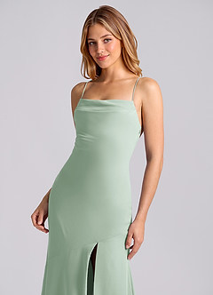 Azazie Grata Bridesmaid Dresses Agave Mermaid Pleated Chiffon Dress image7
