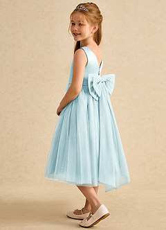 Azazie Winnie Flower Girl Dresses Sea Glass Ball-Gown Bow Tulle Dress image5