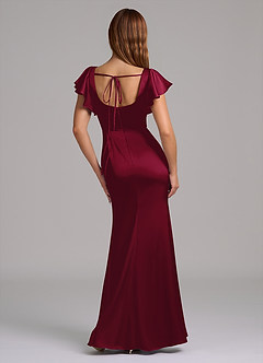 Azazie Elkie 신부 들러리 드레스 인어 스퀘어 네크라인 스트레치 새틴 바닥 길이 드레스 image2