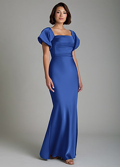 Azazie Lea Bridesmaid Dresses Royal Blue Mermaid Off the Shoulder Stretch Satin Convertible Dress image9