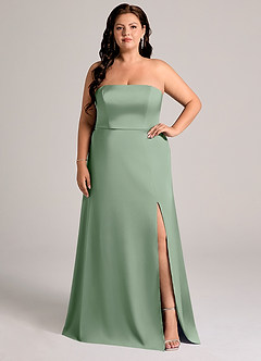 Azazie Wren Bridesmaid Dresses Matcha A-Line Strapless Stretch Satin Convertible Dress image6