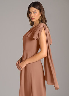 Azazie Tella Bridesmaid Dresses Bronzer A-Line One Shoulder Chiffon Dress image8
