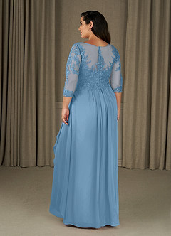 Azazie Calanthe Mother of the Bride Dresses Steel Blue A-Line Scoop Chiffon Dress image7