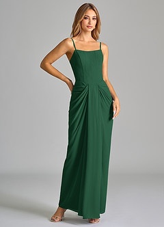 Azazie Anaïs Bridesmaid Dresses Dark Green Sheath Strapless Chiffon Dress image6