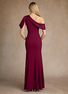 Azazie Paris Mother of the Bride Dresses Burgundy Mermaid Pleated Stretch Crepe Dress image3