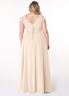 Azazie Claudine Final Sale White Alabaster A-Line Flutter Sleeve Chiffon Dress image8