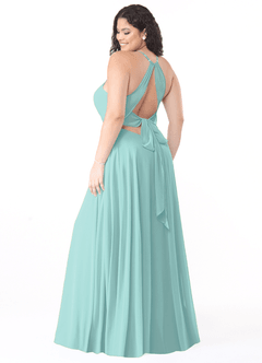 Azazie Evalleen Vestidos de madrinha de casamento Vestir Água de Chiffon de Linha A com Plissado image8