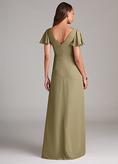 Azazie Soren Bridesmaid Dresses Moss Green A-Line Ruched Chiffon Dress image2