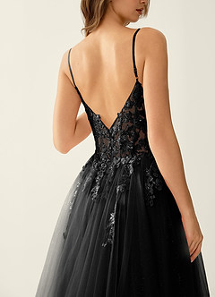 Mayami Black Lace Sequin Embroidery Tulle Prom Dress image6