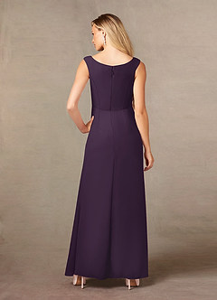 Azazie Yarrow Final Sale Plum A-Line Pleated Chiffon Dress image2